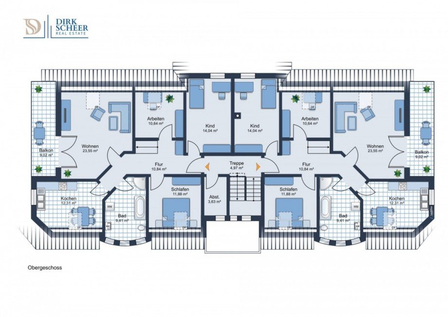 Grundriss_Obergeschoss Mehrfamilienhaus Papendorf / S�dstadt