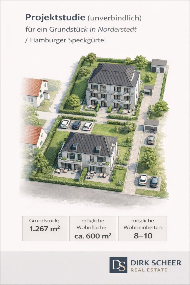 Unverbindliche Projektstudie f�r Wohnbau in Norderstedt Norderstedt Wohngrundst�ck Projektgrundst�ck mit Baurecht f�r Wohnungsbau in Norderstedt - Metropolregion Hamburg