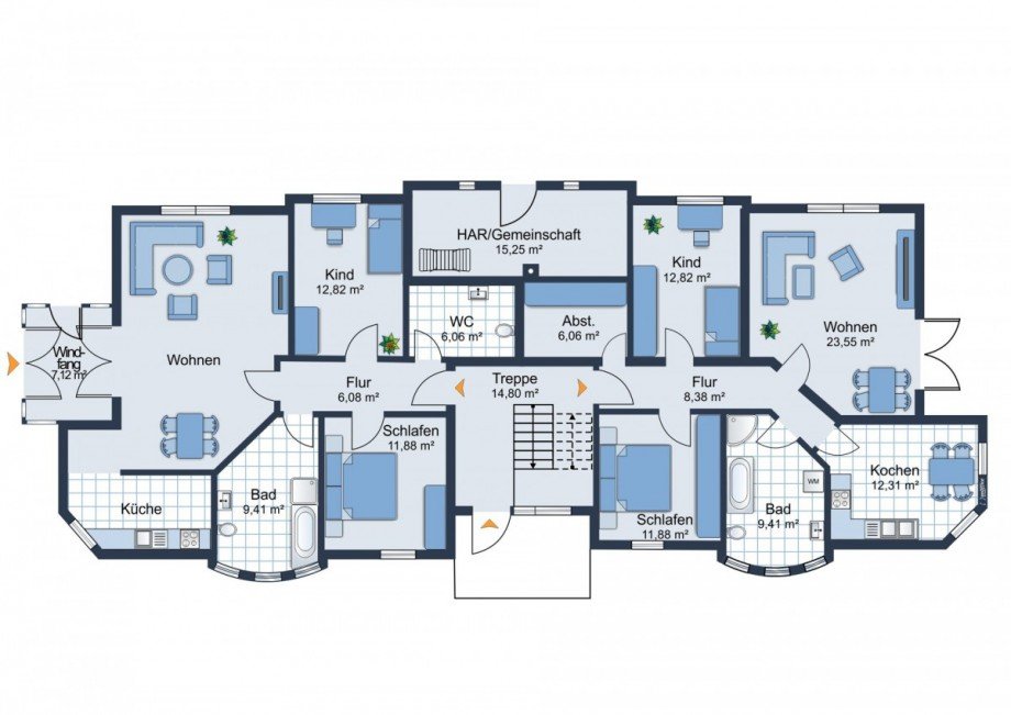 Grundriss Erdgeschoss aktuell Mehrfamilienhaus Papendorf / S�dstadt