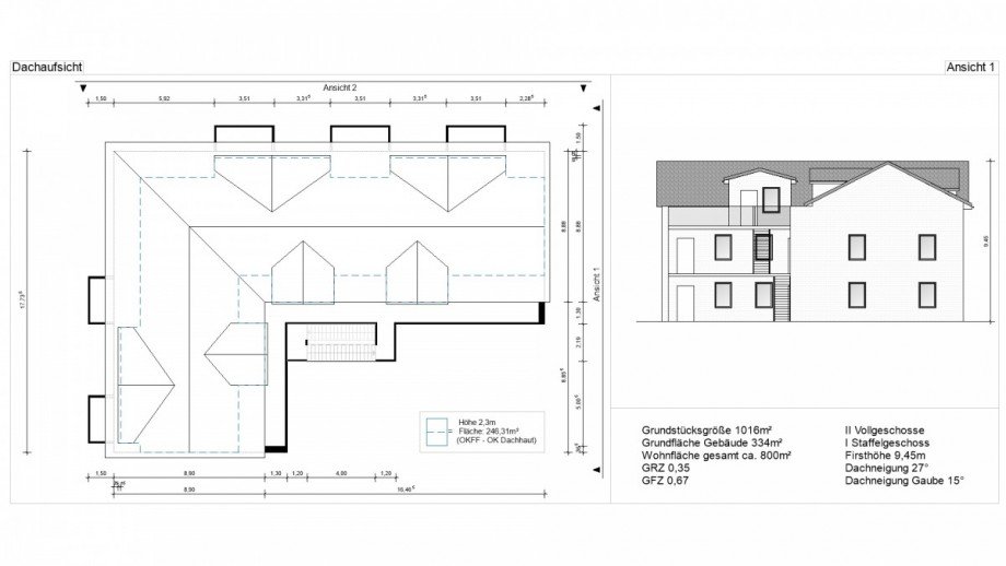 Dachaufsicht&Ansicht 1 Wohngrundst�ck Berkenthin